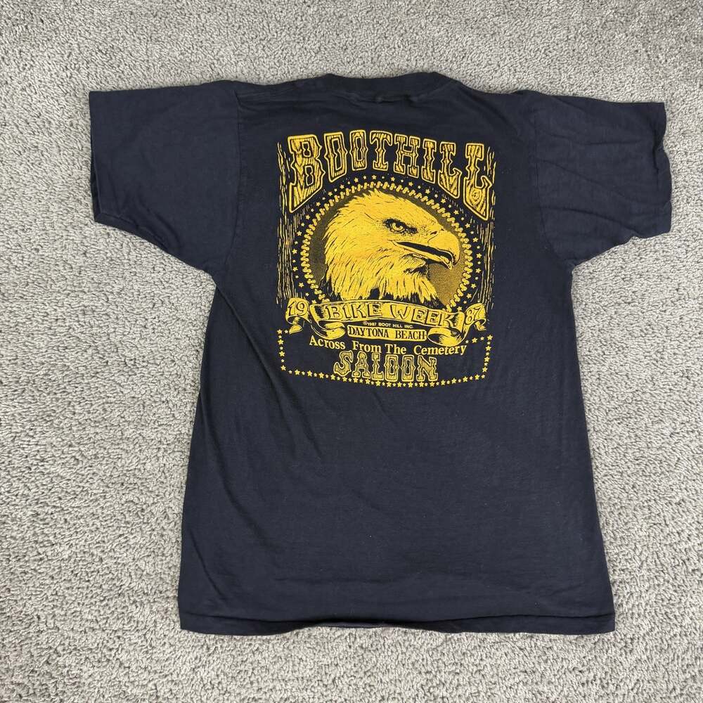 Vintage Boot Hill Saloon Shirt XS Black Bike Week Eagle 1987 Daytona 80s